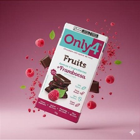 ONLY4 70% Cacau c/Fruit Framboesa 70g - Display com 6