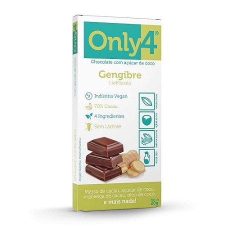 Only4 70% cacau c/Gengibre Liof  20g - Display com15