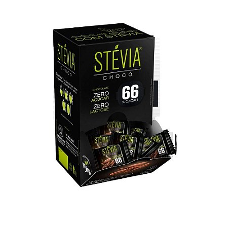 SteviaChoco 66% cacau 5g Tudo Zero Leite Display com 30