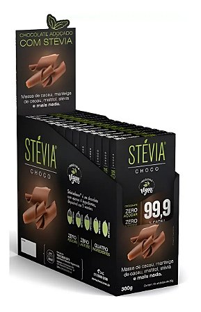 SteviaChoco 99,9% Cacau 20g - Tudo Zero Leite Display com 15