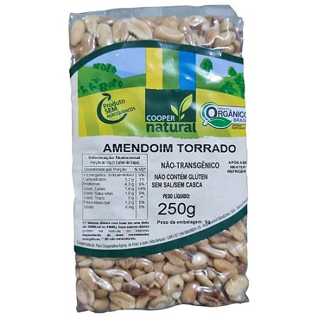AMENDOIM TORRADO SEM SAL E SEM CASCA Coopernatural 250gr