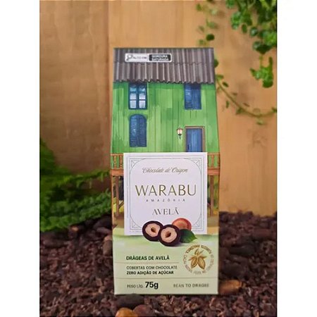 DRÁGEAS DE AVELÃ COBERTAS COM CHOCOLATE ZERO AÇÚCAR, WARABU - 75g