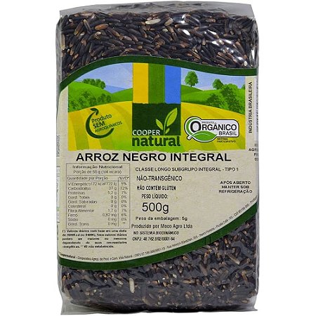 ARROZ NEGRO INTEGRAL ORGÂNICO - COOPERNATURAL - 500g Kit com 2 Unidades