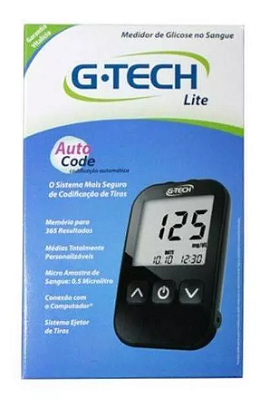 Aparelho Medidor de Glicose Kit Completo G-tech Lite Preto