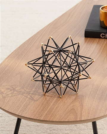 Escultura preta estrela 3D em metal