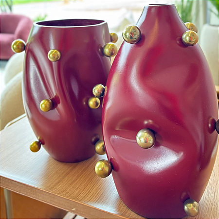 Vaso organico coffe bolas cereja c/ dourado