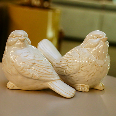 Passaro decorativo em ceramica branco