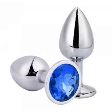 Plug Anal jóia Inoxidável Redondo pedra Azul Sutil