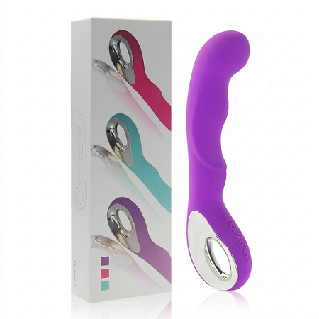 Vibrador Recarregável Ponto G com Textura Ondulada e Alça Metalizada Vazada