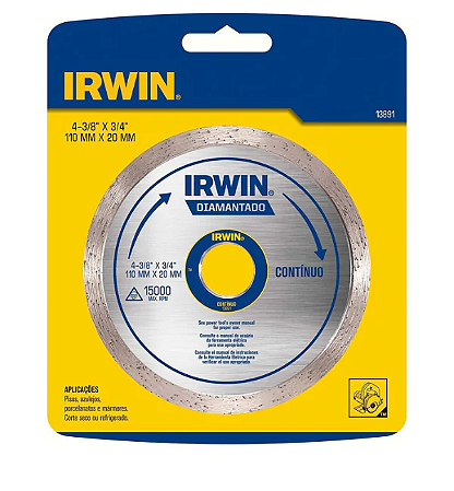 Disco Diamantado Liso Contínuo 110x20mm Irwin – Iw13891