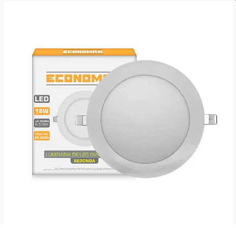 Luminária LED Embutir Redonda 18W Branco Frio