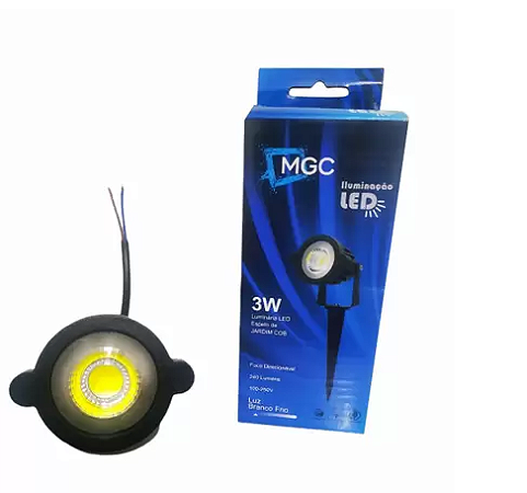 Luminária LED Espeto Jardim COB 3W Branco Frio