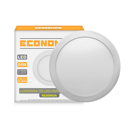 Luminária LED Embutir Redonda 24W Branco Frio