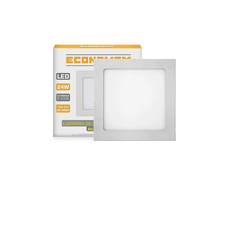 Luminária LED Sobrepor Quadrada 24W Branco Frio
