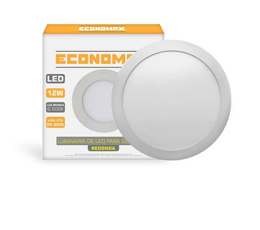 Luminária LED Sobrepor Redonda 12W