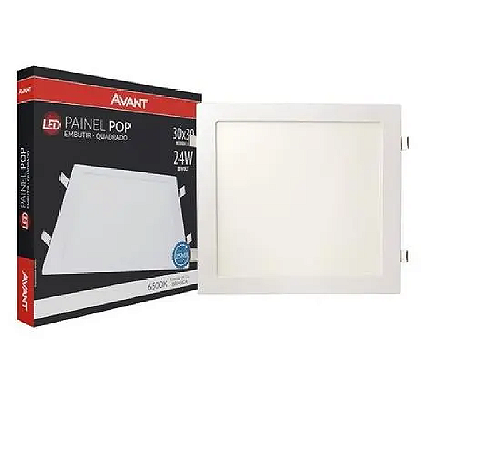 Painel POP LED Embutir Quadrado 24W Branco Frio