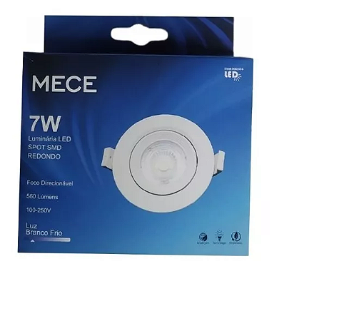 Spot LED Redondo 7W Branco Frio