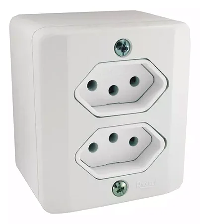 Tomada Externa Dupla 10A Branca
