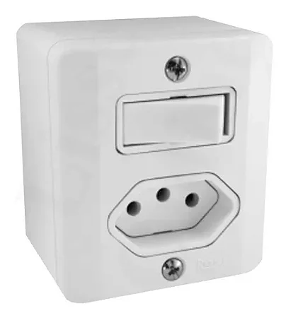 Interruptor Externo c/ Tomada 10A Branco