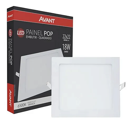 Painel POP Embutir Quadrado 18W Branco Frio