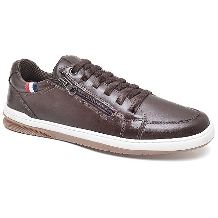 TÊNIS CASUAL EM COURO COM ZÍPER LATERAL