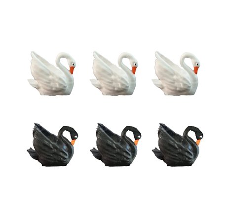 Kit 6 mini Cisne Negro Branco Maquete, Mini Mundos Terrário