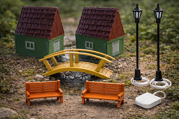 Kit Miniaturas Banco Poste Ponte Casa - Maquetes E Terrário