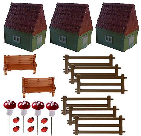 Kit Com 21 Miniaturas para decoração de Terrários, mini mundos e maquetes
