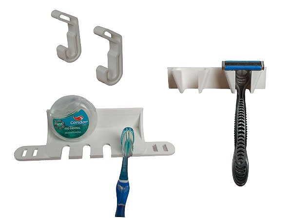 Kit Suporte Banheiro - Escova Dente, Aparelho Barbear Ganhos