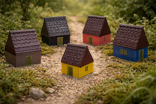 Kit C/ 5 Casinha Casa Miniatura Mini Mundo Jardim Terrario