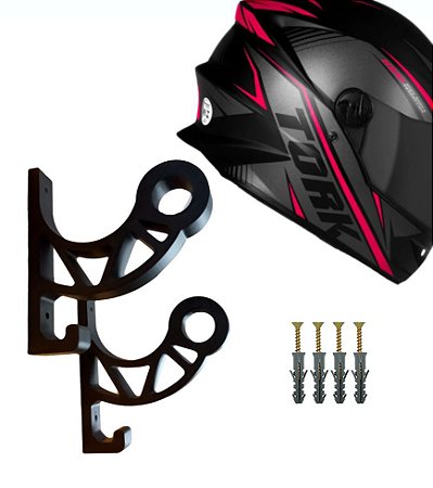Kit 2 Suportes De Parede Para Capacetes De Moto Com Gancho
