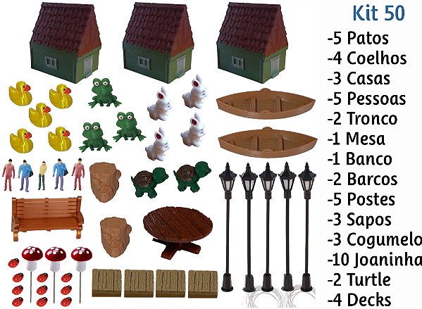 Mega Kit Miniaturas 50 Peças Suculentas Terrários Decoração