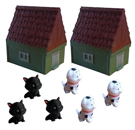 Kit 8 Pç Miniatura Gato Dog Casa Terrário Mini Mundo Jardim