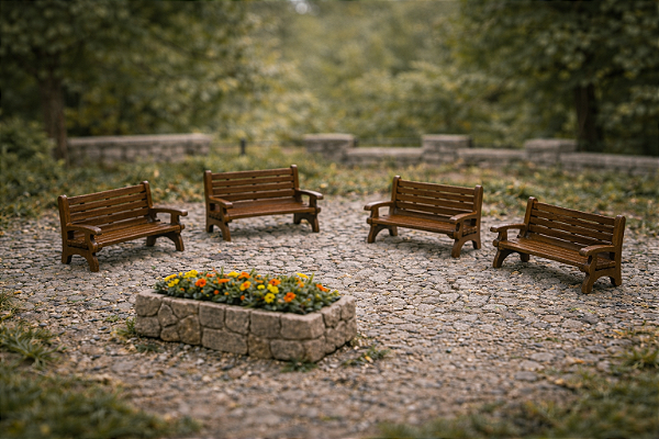 5 Miniatura Bancos Praça Maquete Suculenta Bonsai Mini Mundo