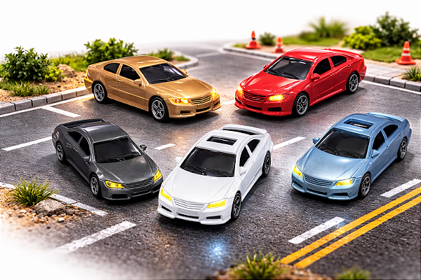 Kit 5 Miniaturas de Carros 1:100 para Maquete Ferromodelismo