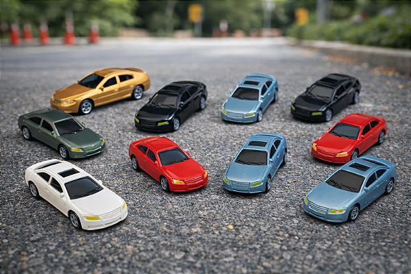 Kit 10 Miniaturas de Carros 1:100 para Maquete Diorama