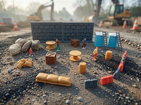 Kit Obras na Estrada Miniaturas - Maquetes e Dioramas | Mad Maker