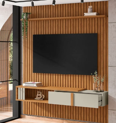 PAINEL PARA TV ATE 75" NISSAU BECHARA - NATURALLE/OFF WHITE