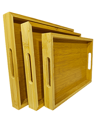 BANDEJA BAMBU RETANGULAR 3P - IMCOL