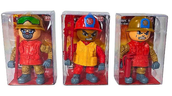 MINI BONECO BOMBEIRO FIRE HERO 8CM - IMCOL