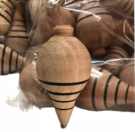 Pião de Madeira Com Fieira