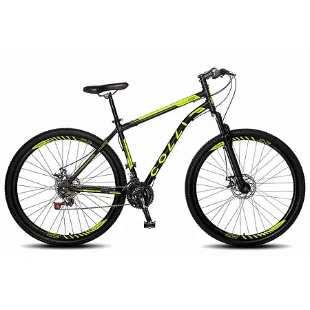 Bicicleta Athena Aro 29 Aço 21v Suspensão Dianteira Freio Mecânico Preto/Amarelo Neon - Colli Bike