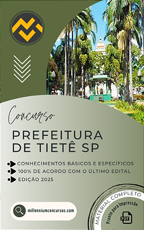 Apostila PREFEITURA DE TIETÊ SP 2025 Agente de Fiscalização Comércio e Posturas