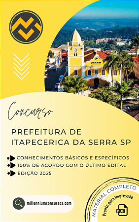 Apostila PREFEITURA DE ITAPECERICA DA SERRA SP 2025 Professor Ensino Fundamental (1º ao 5º ano)