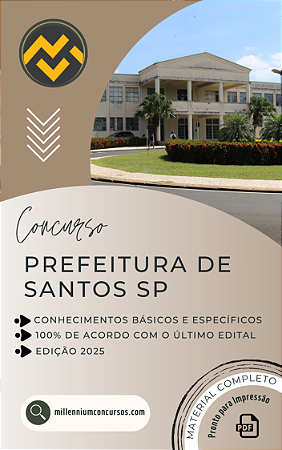 Apostila PREFEITURA DE SANTOS SP 2025 Técnico em Biblioteconomia