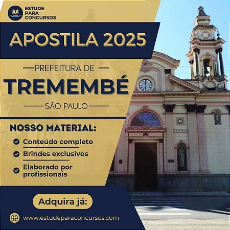 Apostila PREFEITURA DE TREMEMBÉ SP 2025 Professor de Educação Básica II Artes