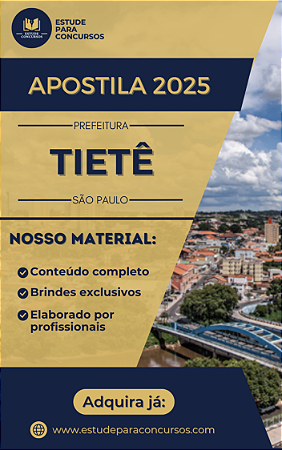Apostila PREFEITURA DE TIETÊ SP 2025 Agente de Controle de Material
