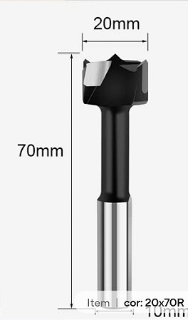 Broca (não passante) tipo HW ø 20 mm x 70mm x 10mm (para BV)