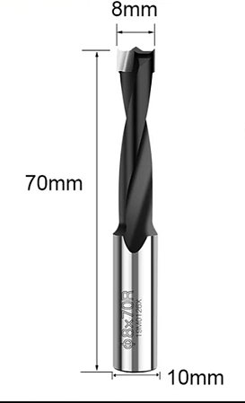 Broca (não passante) tipo HW ø 8 mm x 70mm x 10mm