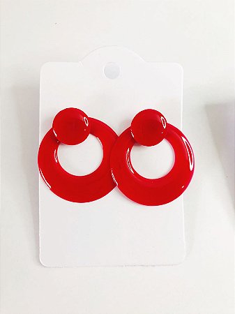 Brinco Esfera 2 em 1 resina  "VERMELHO